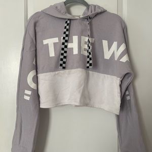 Small cropped Vans hoodie, purple and white